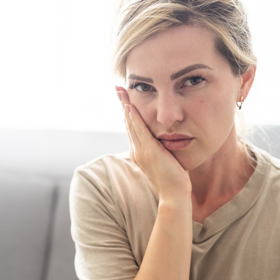 Toothache, Beautiful Woman with Tooth Infection. Young Woman Suffering From Toothache . Close up of pretty disappointed woman which having toothache.