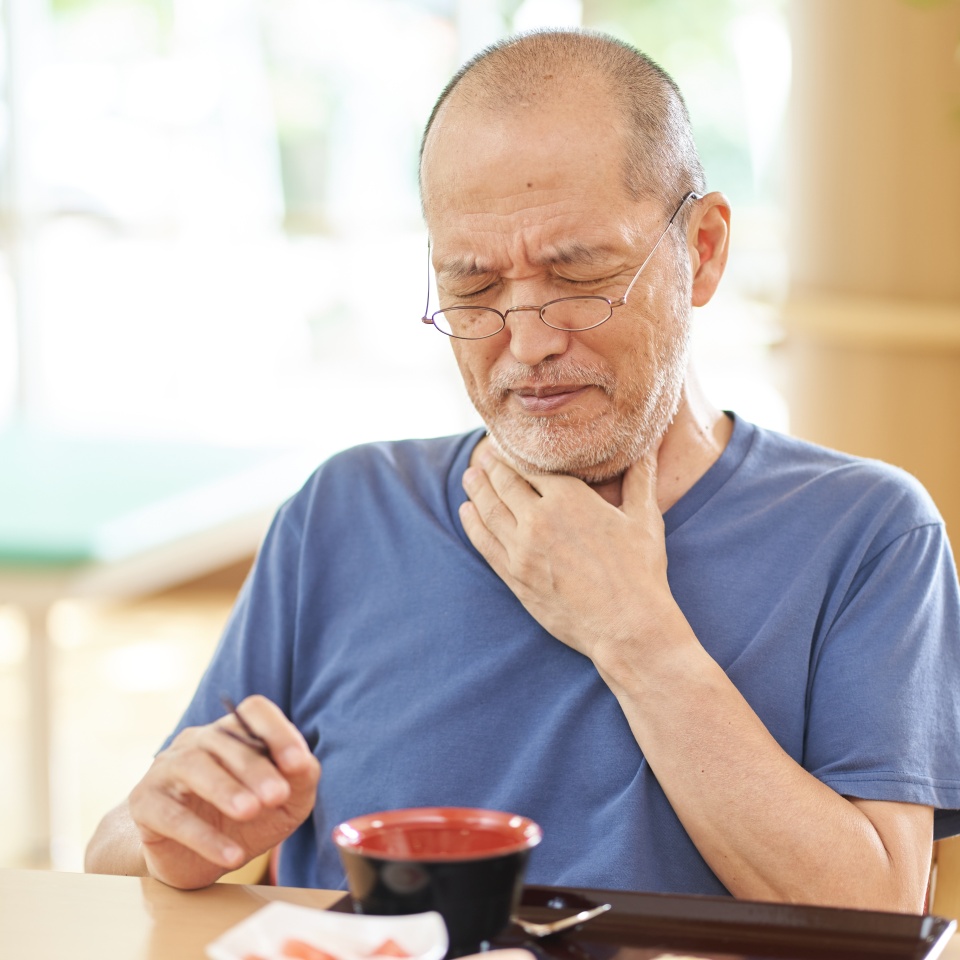 Elderly people who have dysphagia due to eating